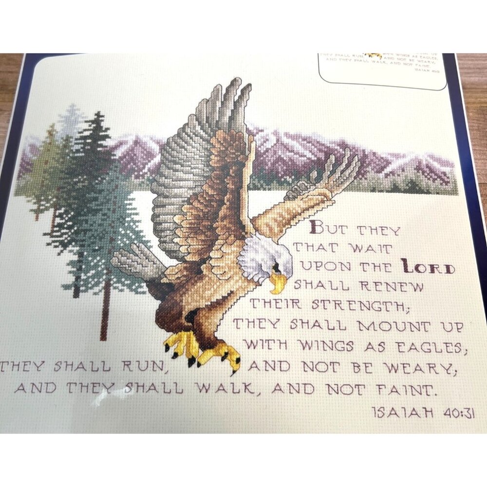 Designs For The Needle Counted Cross Stitch Kit With Eagle & Isaiah 40:31 Bible